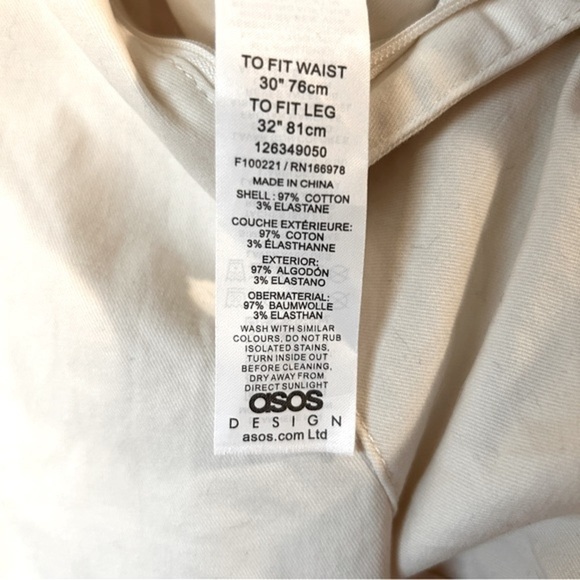 ASOS DESIGN Men’s White Cargo Regular Rise Tapered Pants Size 30x32 - Picture 10 of 11